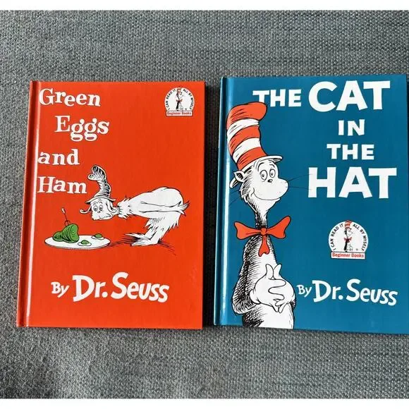 Dr. Seuss Books 'The Cat in the Hat ‘86& Green Eggs and Ham'88 Hardcover VGC