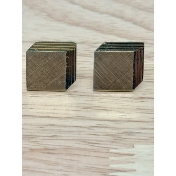 Vintage Swank Gold Tone Square Cufflinks Brushed Finish Geometric Men's Formal