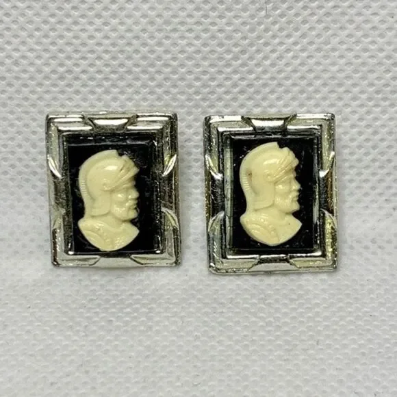 𝅺VINTAGE Roman Soldier Cameo Cuff Link Button Covers