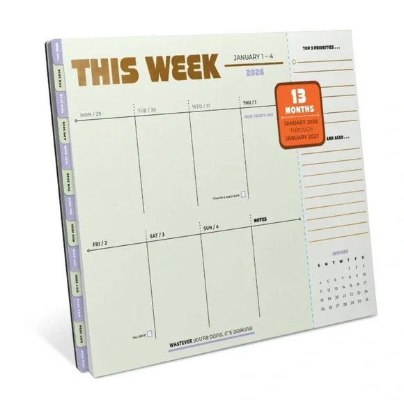 Knock Knock 2026 Desktop Calendar 13 Month Weekly Planner Pad
