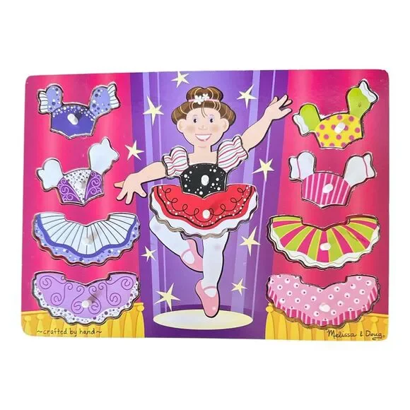 MELISSA AND DOUG Ballerina Dress Up Puzzle Mix And Match 11 Wooden Pieces Gift
