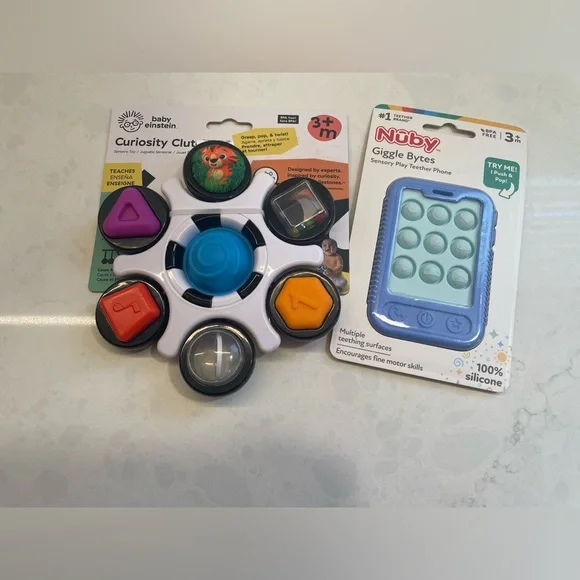 Set of 2 Baby Einstein Curiosity Clutch and Nuby Giggle Bytes‎ Toys NWT