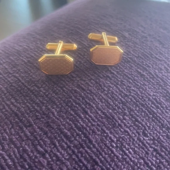 Vintage Petite Signet Cuff‎ links Engraveable Gold Tone Antique