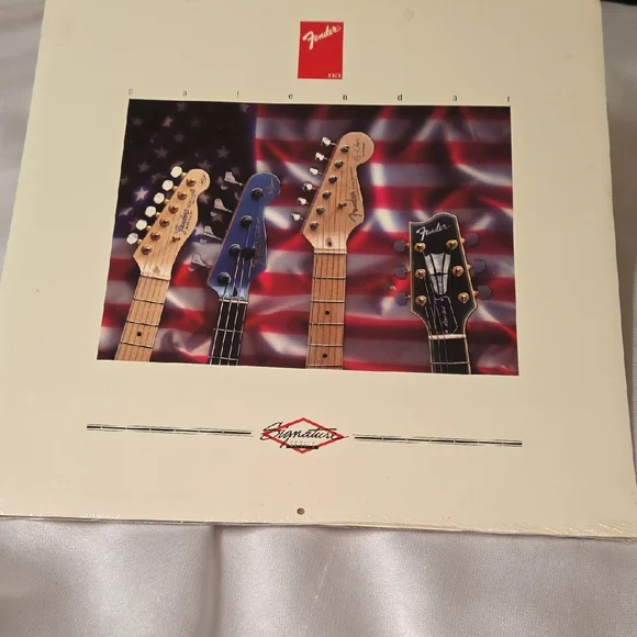Fender Guitar Calendar 1993 Vintage Decor Office Guitar Music