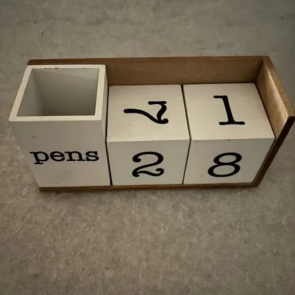 Joseph A Collection Wood Block Calendar Pen Holder