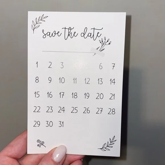 Elegant White Save the Date Card x5