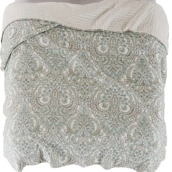 Levtex Home NWT Assisi Quilt Set Full/Queen 2 Shams Mint Green Paisley Floral