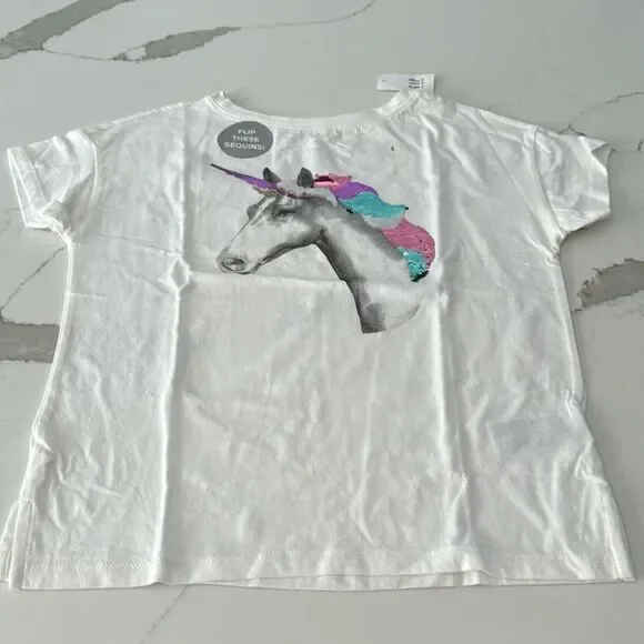 Gap Kids Girl Unicorn Flip Sequins fun T-Shirt. Size Large. NWTs!