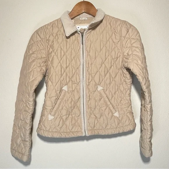 Kids Gap Y2K‎ Quilted khaki Zip Up Jacket Size XXL Corduroy Trim