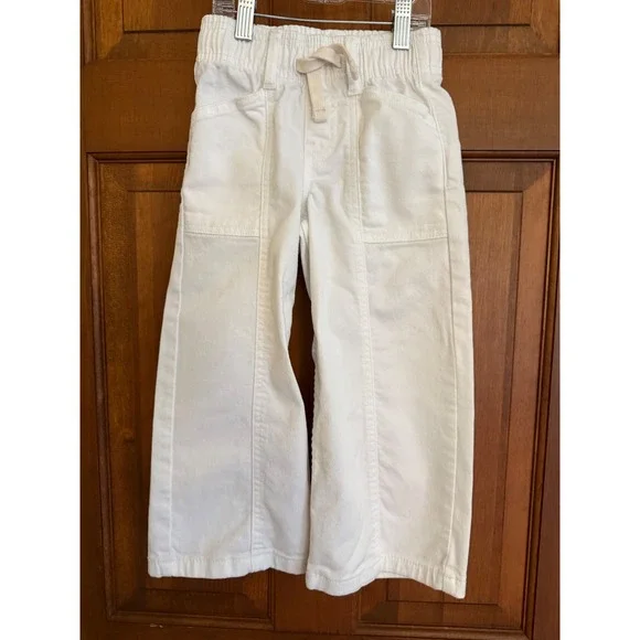 GAP Kids Easy Wide-Leg Jean‎ Girls XS (4-5) White Pull-On Cotton Stretch