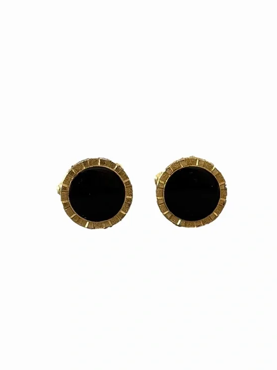 Classic Black & Gold Round Cufflinks | Minimalist Formal Menswear