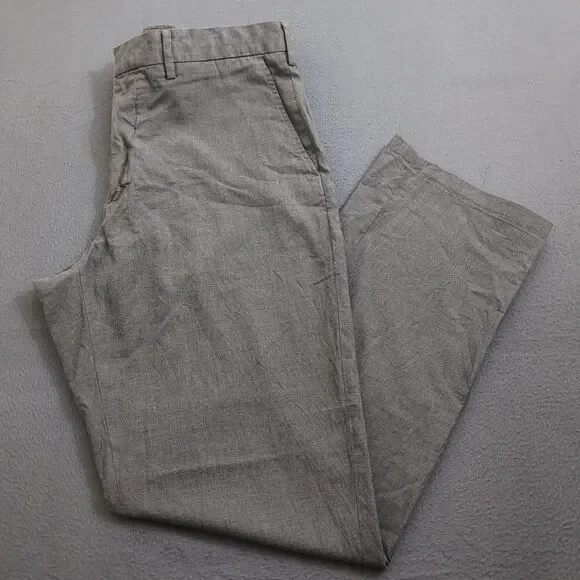 J. Crew Men 34X32 (35X31) Gray Classic Fit Straight Leg Flat Front Dress Pants