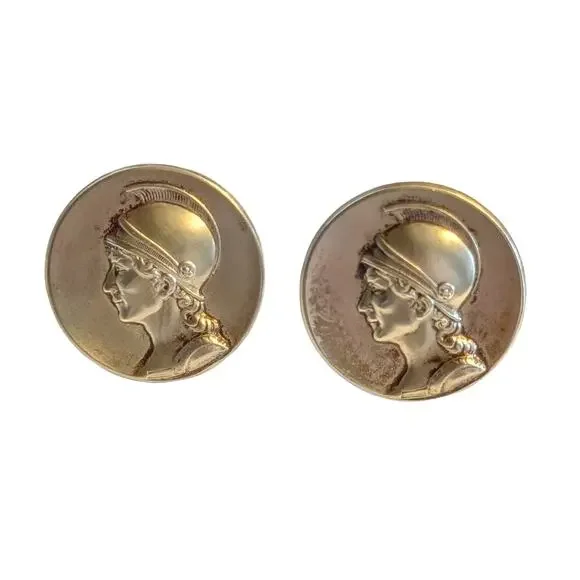 Vintage Roman Centurion Soldier Brass Cuff Links