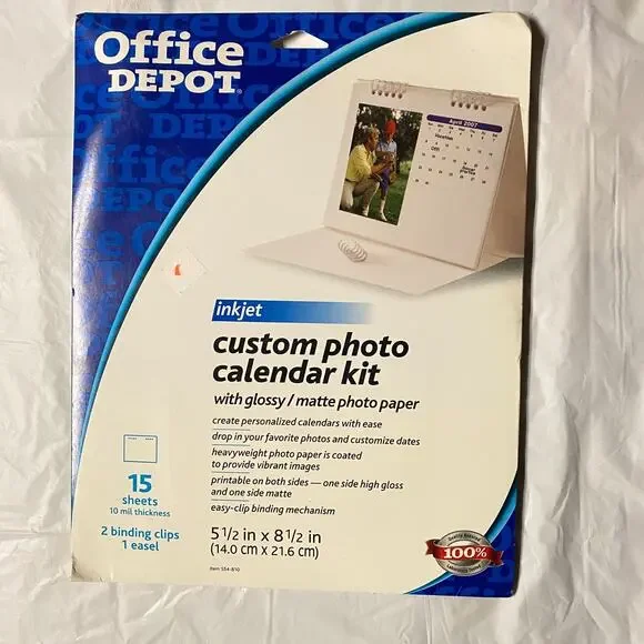 Office Depot New InkJet Custom Photo Calendar Kit Glossy/Matte 5.5