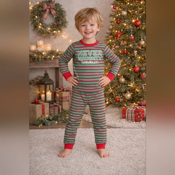 Carter's 3T Christmas Striped Pajama Sleepwear Outfit