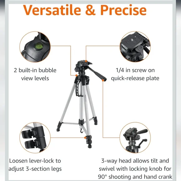 Versatile Silver Camera Tripod