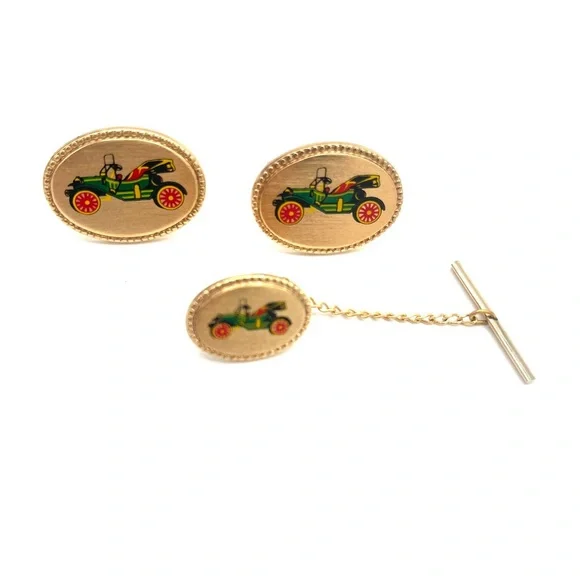 Vintage Antique Car Cuff Links Vintage Men's Cuff Links - Accessories