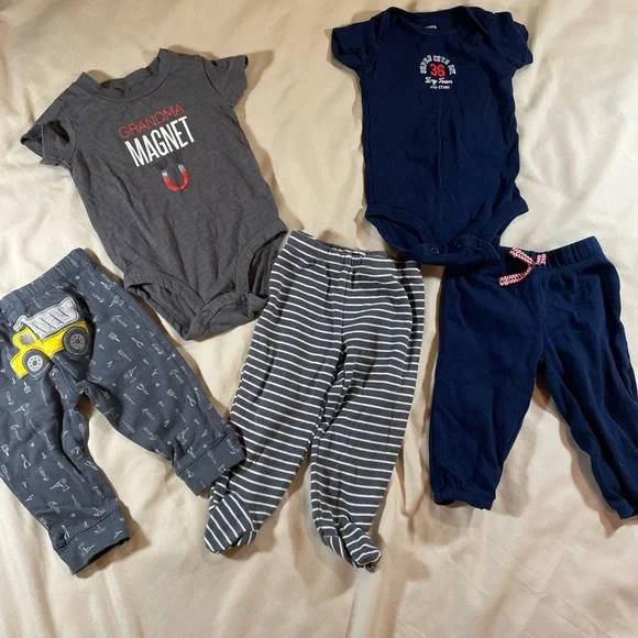Carter’s Boys’ Onesies and Pants Sets - Gray‎ and Blue, Size 6 month