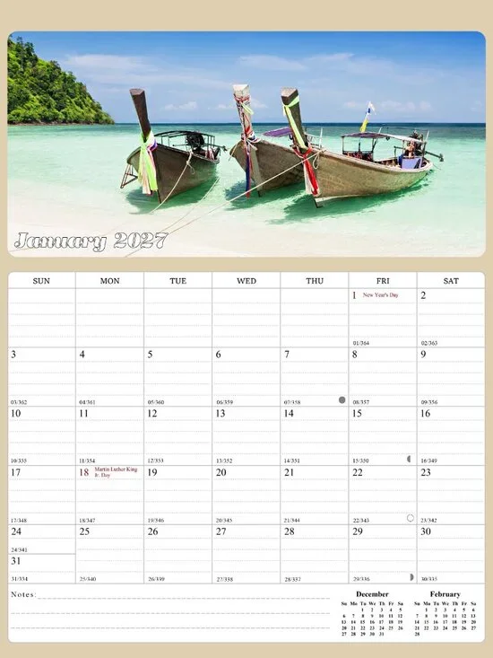 2027 Calendar Magnetic Peel & Stick 12 Months 8.5