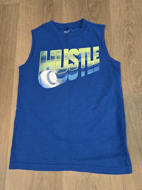 Carter’s Boys Hustle Baseball Tank Top Blue Sleeveless Tee Size 7 Small