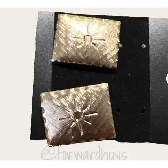 ☑️ Vintage Men's Gold Tone Cuff Links with Sunburst Etching