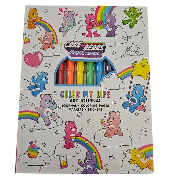 Care Bears Unlock the Magic Color My Life Art Journal Set Markers Stickers NEW