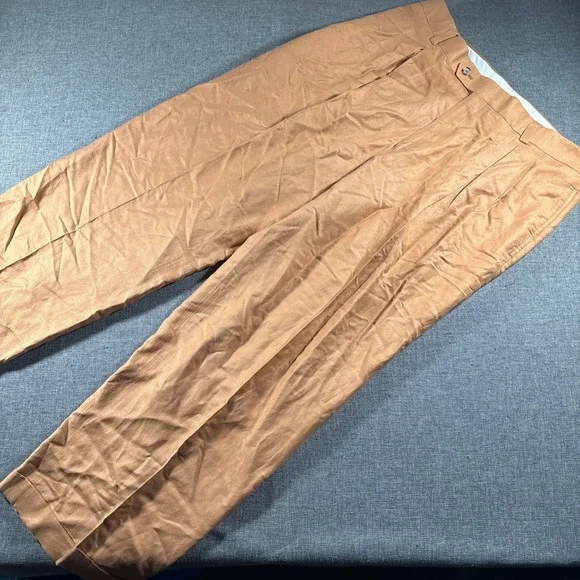 Vintage Karl Kani Pleated Pants Mens 36 Orange Linen Viscose Wide Leg Trousers
