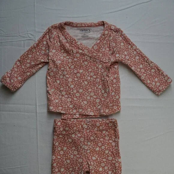 Carter's Baby Girl's Matching Set, Kimono Wrap Top and Pants, Pink, Size 6m