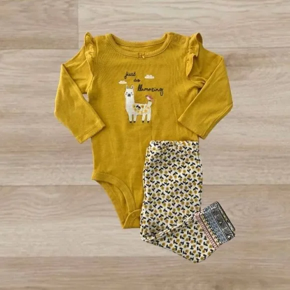 Carter's Baby Girl 2 piece Llama Set 9 months