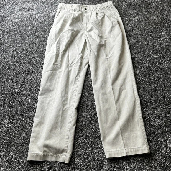 Docker Pants‎ Mens 34x32 Beige Chino Pleated Front Classic Fit Slash Pocket