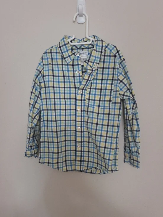 Carter's Plaid Button-Down Shirt in Blue and Yellow