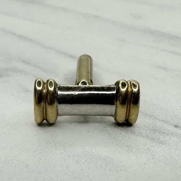Vintage Two Tone Gold Silver Barrel Cufflink Single ✨