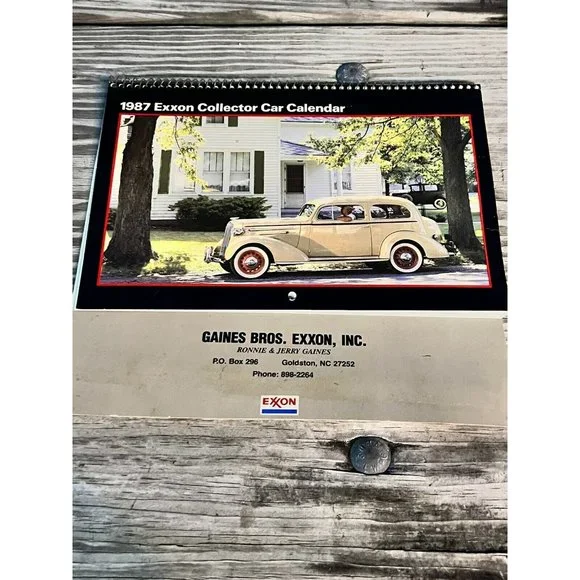Vintage1989 Exxon Collector Car Calendar Gaines Bros. Exxon North Carolina