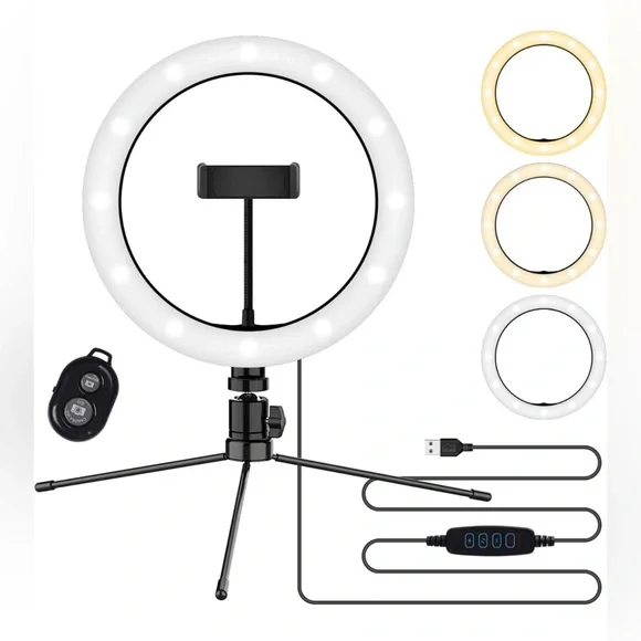 10” LED Tabletop Ring Light with Remote