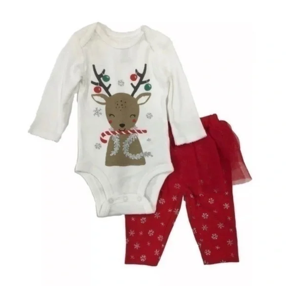 ❌FINAL PRICE❌NWT. CARTER’S Newborn Reindeer Bodysuit & Snowflake Tutu Leggings