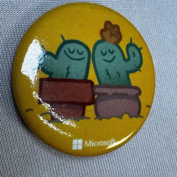 Yellow Double Cactus Microsoft Pinback‎ Button