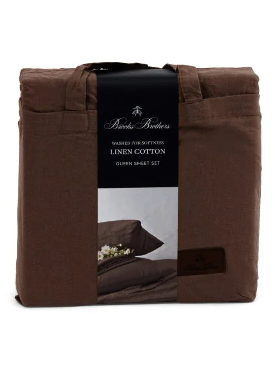 BROOKS BROTHERS Linen And Cotton Blend Sheet Set