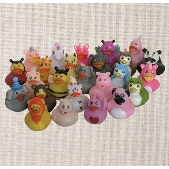 Rubber Ducks Animals Elephant Lion Unicorn Owl Butterfly Ducky Bath Lot Of 25