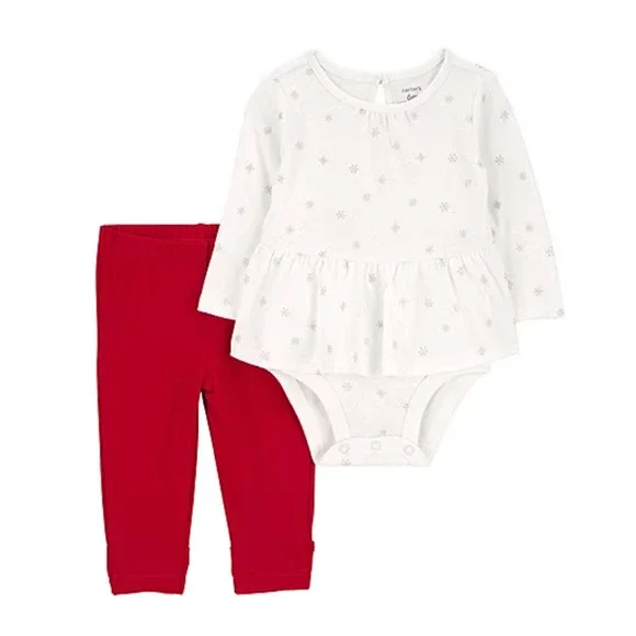 Carter's‎ Baby Girls 2-pc. Pant Set White/Red - 18M
