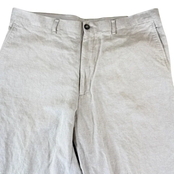 Claiborne Linen‎ Casual Pants Men's Beige Size 36x30 - Fit 34x28 Beach Vacation