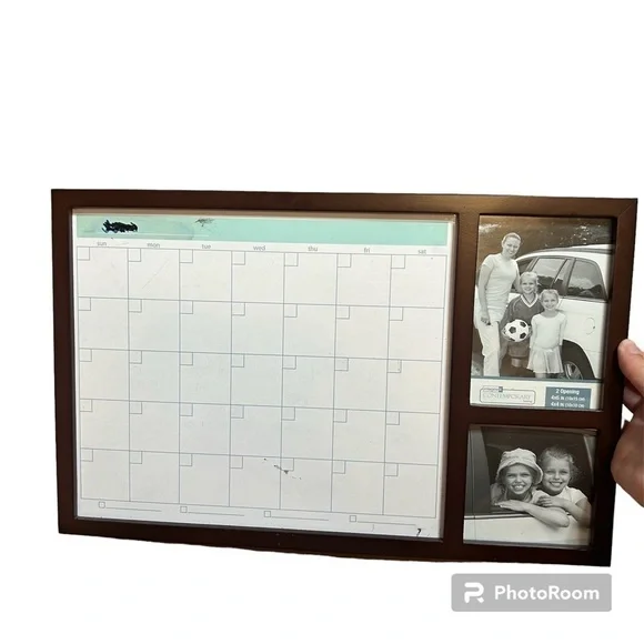 White Board Calendar Picture Frame Schedule Keeper Home Organization Wood
