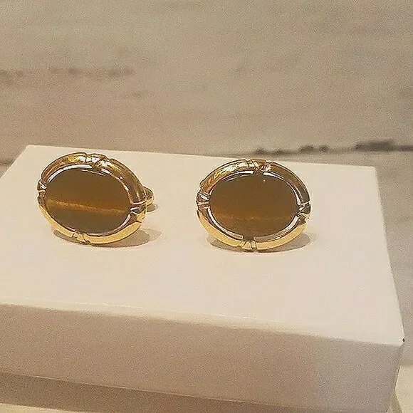 Vintage tiger's eye gemstone cufflinks