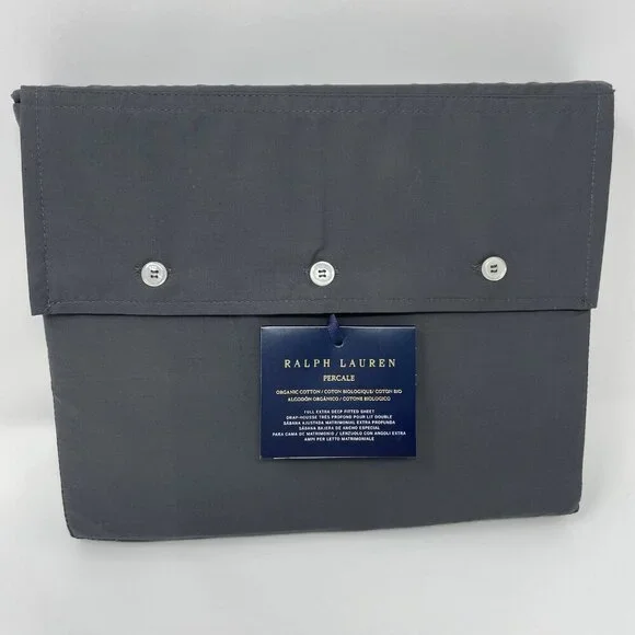 NWT - Ralph Lauren FULL ORGANIC Cotton Percale Fitted Sheet Loft Gray