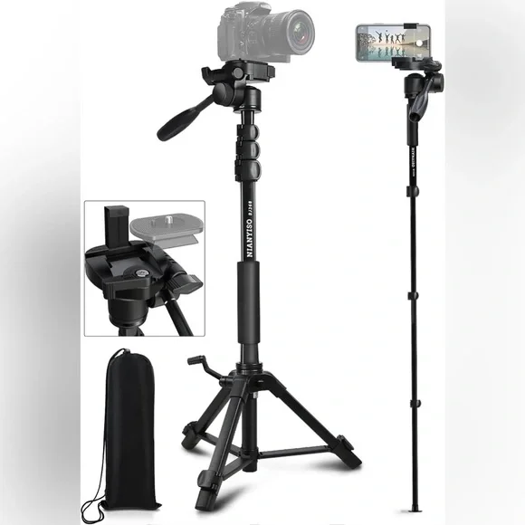 Nianyiso Bj368 Camera Tripod Stand 3-way Swivel Detachable, Portable Monopod