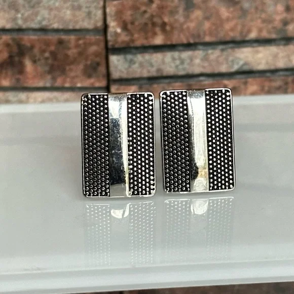 Murano Men’s Silver Toned Cuff Links Vertical Bar Accent Office Formal Wedding