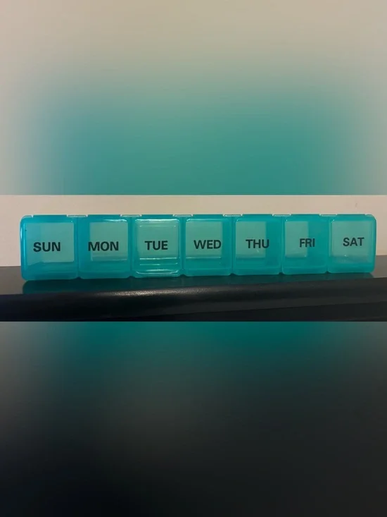 Weekly Pill Organizer - Teal Day Compartments- free with an order