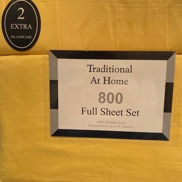 Traditional At Home 6pc Full Sheet Set Yellow gold with embossed geek key print
