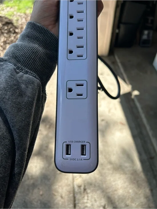 White Power Strip with Dual USB Charging Ports