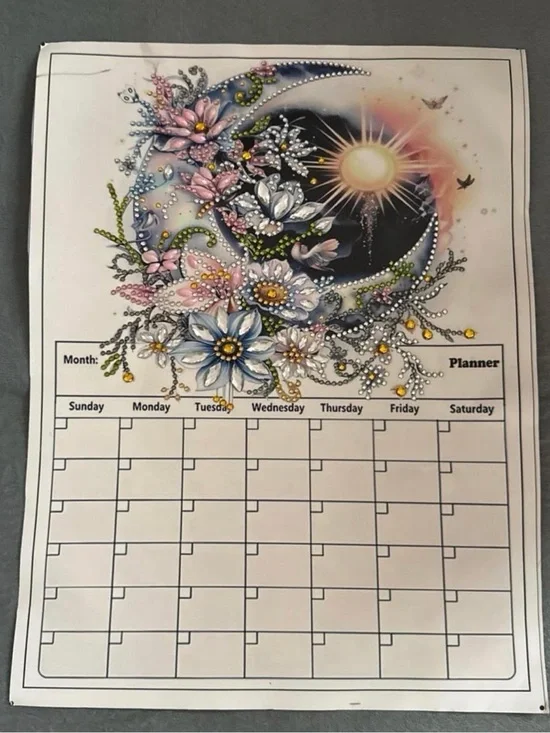 Magnetic Dry Erase Floral Moon Monthly Planner - Pastel Floral Design