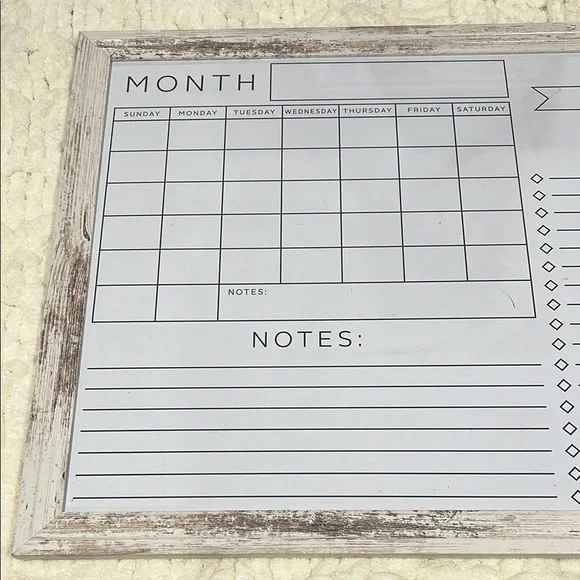 Rustic Whiteboard Monthly Planner